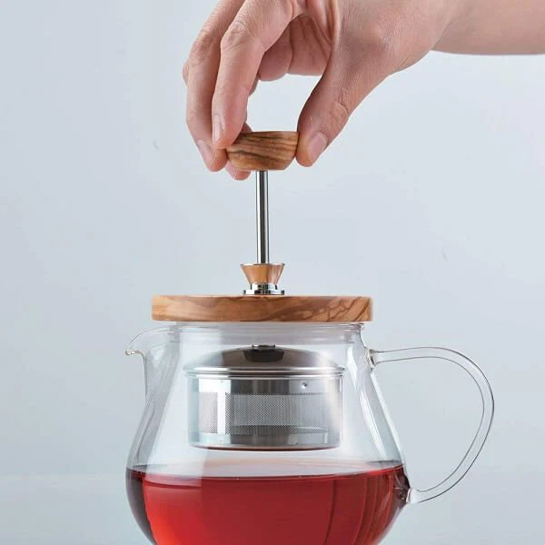Hario Teaor pull up tebrygger i glass og oliventre - Image 3
