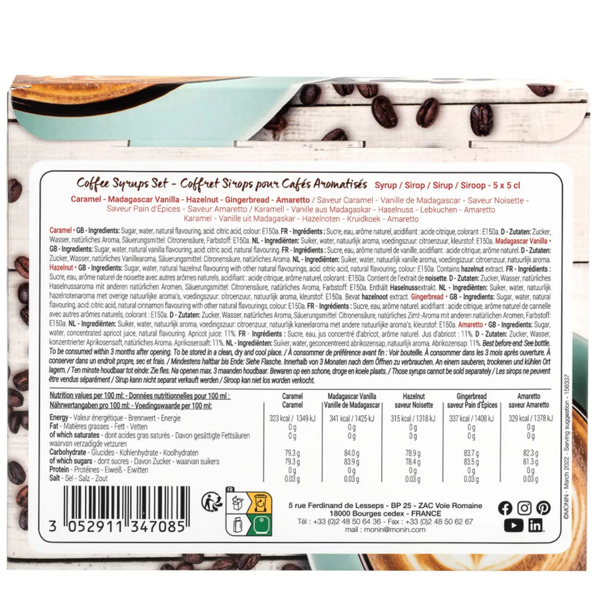 Monin Gavesett Kaffesirup 5 flasker x 50ml - Image 2